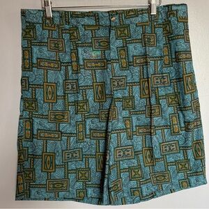 VTG 90s Woolrich Men's Patterned Teal and Olive Shorts Retro 100% Cotton 38”